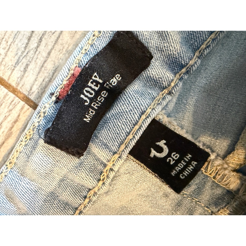 True Religion Joey Mid Rise Flare Jeans Womens 26 Bootcut Y2K Distressed Boot - Picture 2 of 12